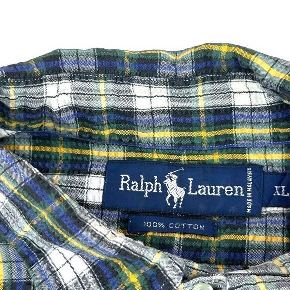 Ralph Lauren Shirt Mens Extra Large XL Plaid Long Sleeve Seersucker Button Down - Picture 6 of 11